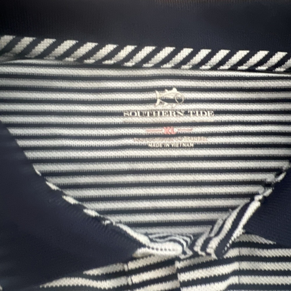 Southern Tide Polo Shirt Mens XL Blue White Striped Skipjack Classic Casual - Picture 3 of 6